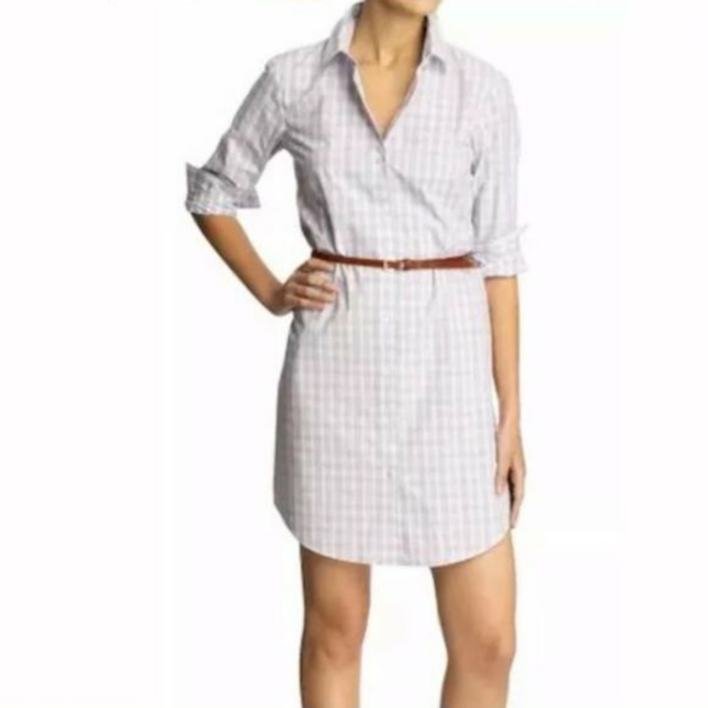 THEORY Ashleigh Button Shirtdress blue plaid
